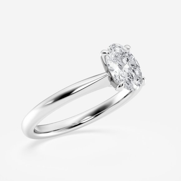1 ctw Oval Lab Grown Diamond Petite Solitaire Engagement Ring - Picture 2 of 7